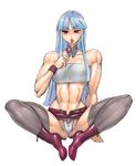  abs blue_hair king_of_fighters kula_diamond muscle muscle_girl muscular_female panties snk underwear 