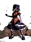  dress hat jiangshi miyako_yoshika ofuda purple_hair red_eyes short_hair solo touhou whitecloudinside 