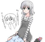  blush casual eila_ilmatar_juutilainen hakusen-hiki multiple_girls sanya_v_litvyak short_hair silver_hair sitting skirt strike_witches translated world_witches_series 