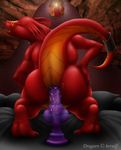  anal anus collar dildo dragoen dragon female fingering masturbation red scalie sex_toy snowroserivenstar solo 