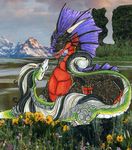  chival chival_(character) couple cutouts dragon exodite female feral hair horns long_hair love male scalie 