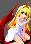  antenna_hair blonde_hair blue_eyes dragon_crisis! dragon_wings el_(canon_jihad) kneeling long_hair rose_(dragon_crisis!) solo wings 