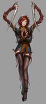  bad_id bad_pixiv_id black_legwear dead_space dead_space_2 highres hood legs lieqi_hun necromorph personification red_hair slasher_(dead_space) solo thighhighs yellow_eyes zettai_ryouiki 