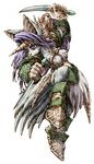  armor canine dagger dragoon female horns legend_of_mana official_art purple_eyes purple_hair sierra solo squaresoft weapon wolf 