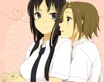  akiyama_mio bad_id bad_pixiv_id black_hair blue_eyes brown_hair hairband holding_hands hug hug_from_behind k-on! karuha long_hair multiple_girls short_hair tainaka_ritsu upper_body yellow_eyes yuri 