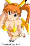  bikini blue_eyes cleavage cosplay kasumi_(pokemon) orange_hair pikachu poke_ball pokemon reit side-tie_bikini side_ponytail swimsuit tagme tail 