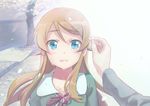  blue_eyes blush cherry_blossoms hair_ornament hairclip jumping_dogeza kousaka_kirino long_hair open_mouth orange_hair ore_no_imouto_ga_konna_ni_kawaii_wake_ga_nai out_of_frame petals pov pov_hands solo_focus tears tree 