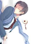  apple bad_id bad_pixiv_id food fruit kita_high_school_uniform kyon male_focus necktie rei_(rsoujou) school_uniform sleeping solo suzumiya_haruhi_no_yuuutsu 
