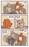  artdecade bear big_muscles canine comic english_text gay grizzly_bear male mammal masturbation muscles only_if_you_kiss penis text uncut what wolf 