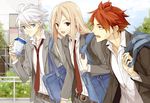  afuro_terumi bad_id bad_pixiv_id bag blonde_hair blue_eyes drinking inazuma_eleven inazuma_eleven_(series) izumi_(nagashi) long_hair multiple_boys nagumo_haruya open_mouth red_hair school_uniform suzuno_fuusuke very_long_hair white_hair yellow_eyes 