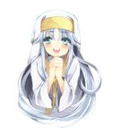  aqua_eyes cape grey_hair index long_hair manji_(nanakirio) nun robe smile solo to_aru_majutsu_no_index 