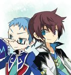  asbel_lhant bad_id bad_pixiv_id blue_eyes blue_hair brothers brown_hair glasses heterochromia hubert_ozwell male_focus multiple_boys purple_eyes rate_(aok1) siblings smile tales_of_(series) tales_of_graces 