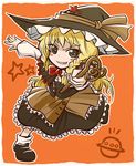  blonde_hair blush_stickers braid emu_(toran) hat kirisame_marisa pose smile solo star touhou ufo wand witch_hat 