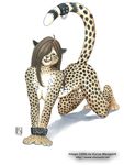  bdsm bondage breasts cheetah cuffs feline female kacey nude playful solo 