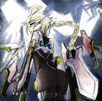  4rca arc_system_works ass blazblue blonde_hair braid female lambda-11 long_hair mecha_musume single_braid skin_tight solo visor 