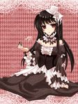  :o black_hair hat highres lolita_fashion long_hair mini_hat mini_top_hat nail_polish original personification red_eyes sitting solo top_hat yayoi_(egoistic_realism) 