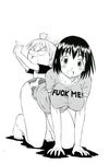  2girls ayase_fuuka bent_over blush highres koiwai_yotsuba multiple_girls shirt smile t-shirt teacher yotsuba yotsubato! 