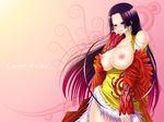  black_hair blush boa_hancock breasts cleavage earrings erect_nipples highres jewelry large_breasts nami nico_robin nipples one_piece shy 