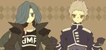  bad_id bad_pixiv_id blue_eyes blue_hair brown_hair clothes_writing edgar_valtinas hair_over_one_eye inazuma_eleven inazuma_eleven_(series) jacket long_hair male_focus multiple_boys philip_owen tsumi_guilty 