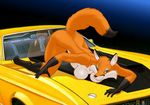  andorozon ass_up breasts canine car female fox ken_singshow looking_at_viewer muscle_car mustang pose raised_tail simple_background solo tail tsuneko vehicle 