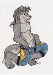  canine kwik male pants_pull penis sheath solo topless wolf 