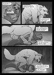  anthro anthro_on_feral balls bestiality big_dom_small_sub canine comic cum female feral greyscale happy happy_sex interspecies male mammal monochrome mustelid otter penis semi-anthro sex size_difference straight the_one_that_got_away thick_tail wolf 
