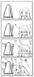  4koma animal_ears cat_ears chibi comic gozen_shinshi greyscale hand_on_own_chin highres long_hair metronome monochrome open_mouth original silent_comic surprised sweatdrop 