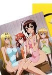  absurdres ahoge blonde_hair blue_eyes blush braid breasts brown_eyes brown_hair eyewear_on_head glasses highres kusano large_breasts long_hair matsu_(sekirei) multiple_girls musubi nude rubber_duck sekirei shiny shiny_skin smile towel tsukiumi very_long_hair 