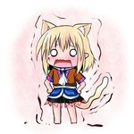  animal_ears blonde_hair cat_ears cat_tail chibi extra_ears fang hoshizuki_(seigetsu) kemonomimi_mode mizuhashi_parsee open_mouth puru-see scarf solo tail tears touhou trembling 