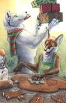  background blotch canine cookie cooking cute fox male wolf xmas 