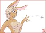  breasts bust carrot crumpled dalehan female flick freeze_branding lagomorph littering nibby nude paper rabbit red_eyes solo tattoo 