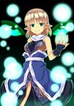  absurdres adapted_costume blonde_hair eyes glowing green_eyes highres looking_at_viewer mizuhashi_parsee pointy_ears saemon_(tonpura) scarf short_hair sleeveless smile solo touhou wrist_cuffs 