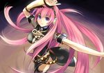  blue_eyes double_lariat_(vocaloid) headset kriss_sison long_hair megurine_luka nail_polish pink_hair solo spinning tattoo thighhighs very_long_hair vocaloid 