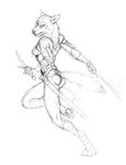  asheru asheru_(setting) back barbarian butt canine dagger female hi_res scott_ruggels sketch solo sword swordplay warrior weapon wolf 