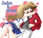  1boy 1girl ass hug lowres obelisk_blue_uniform panties slifer_red_uniform smile tenjouin_asuka underwear yu-gi-oh! yuki_judai yuu-gi-ou yuu-gi-ou_gx yuuki_juudai 