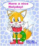 anthro canine christmas cub engrish erection fox holidays japanese_text male mammal miles_prower nekopanchi penis sega solo sonic_(series) text typo unknown_artist unreadable_artist_signature xmas young 