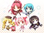  akemi_homura bad_id bad_pixiv_id bubble_skirt charlotte_(madoka_magica) chibi cup drill_hair gunp kaname_madoka magical_girl mahou_shoujo_madoka_magica miki_sayaka multiple_girls pantyhose polearm sakura_kyouko shield skirt spear star sword teacup tomoe_mami weapon 