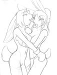  ami boxer boxing breast_squish breasts breasts_frottage couple female furball gaping_maw greenlegend kissing lagomorph lapine lesbian licking loincloth nude open_mouth rabbit seduction sketch symmetrical_docking tongue topless underwear 