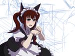  alternate_costume alternate_hairstyle animal_ears blue_eyes blush cat_ears headdress long_hair maid makise_kurisu mori_shin_risuku solo steins;gate twintails 