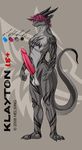  balls blue_eyes claws draeth dragon erection helsing horns klayton male markings muscles nude penis pointy_ears presenting scalie solo standing tail 