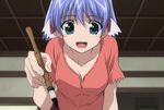  blue_hair breasts brush cap cleavage hattori_yuuko ichiban_ushiro_no_daimaou screencap stitch stitched 