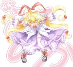  blonde_hair cusozee hat leaning_forward long_hair outstretched_arms solo spread_arms tears thighhighs touhou white_legwear yakumo_yukari yellow_eyes 