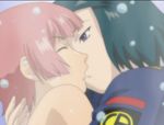  2girls bare_shoulders betty_boozeman eyes_closed green_hair hug kiss kissing miharu_ohzora nude ohzora_miharu pink_hair purple_eyes rape short_hair stratos_4 tagme uniform water water_drop yuri 