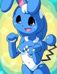  azumarill black_eyes female g-sun lowres pok&eacute;mon pok&eacute;morph pokemon purple_eyes solo standing tail 