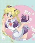  bishoujo_senshi_sailor_moon cat luna_(sailor_moon) maid maid_apron platter sailor_moon smile thighhighs tray tsukino_usagi zettai_ryouiki 