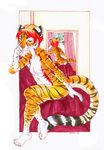  2007 back bed feline female mirror mitsene nude pinup solo teen tiger 