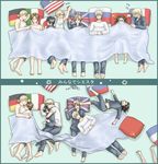  6+boys america_(hetalia) axis_powers_hetalia china_(hetalia) everyone france_(hetalia) g8 germany_(hetalia) glasses group hug japan_(hetalia) multiple_boys northern_italy_(hetalia) russia_(hetalia) sleeping united_kingdom_(hetalia) yaoi_allusion 