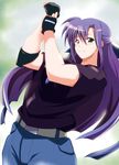  azumaya_hironaru fingerless_gloves ginga_nakajima gloves green_eyes long_hair lyrical_nanoha mahou_shoujo_lyrical_nanoha_strikers purple_hair solo 