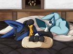  blush cute eyes_closed glaceon lucario nintendo pok&eacute;mon renseki sleeping umbreon 