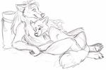 canine couple cute hindpaw hug sketch sleeping 